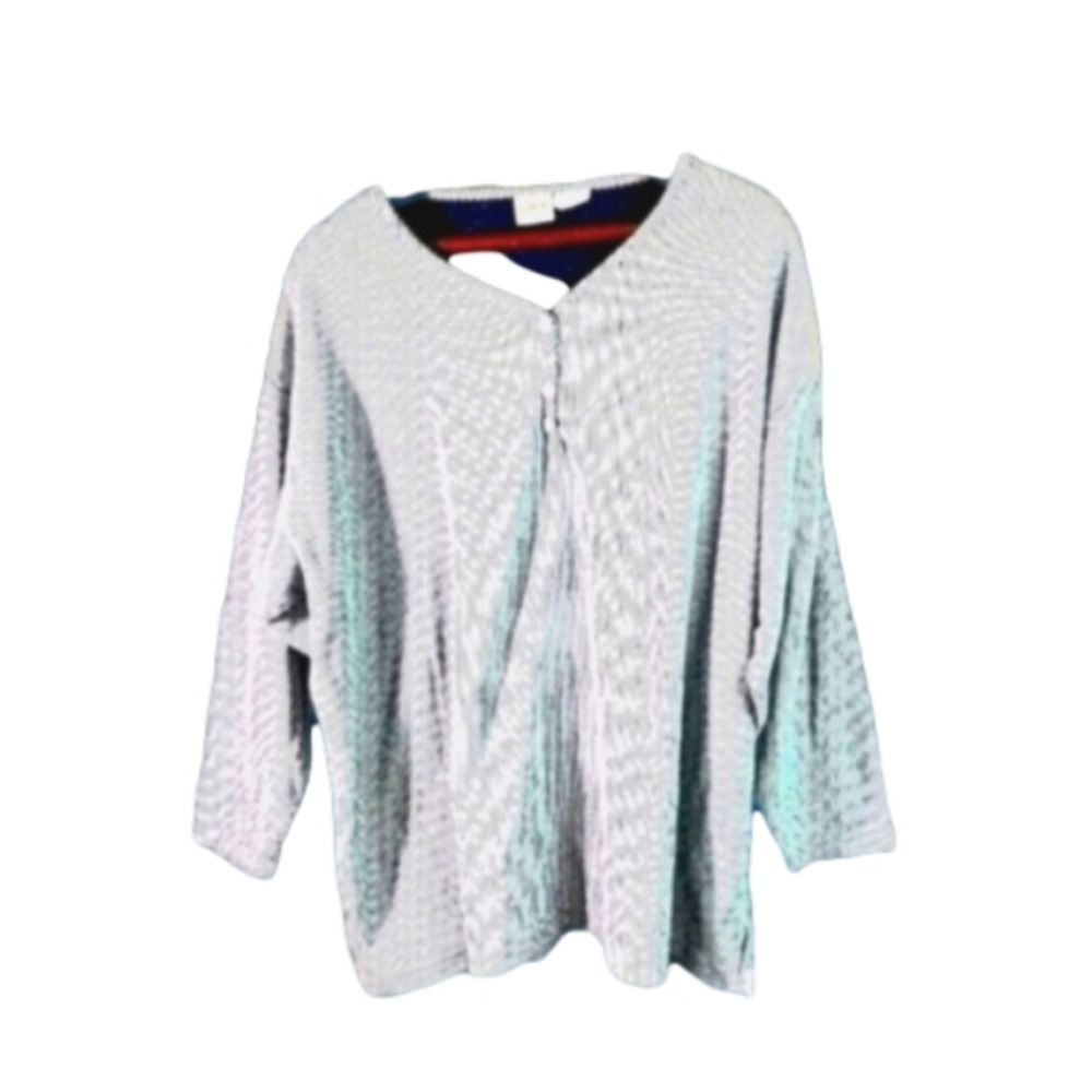 Great Land XL Navy White Pinstripe Long Sleeve Acrylic Cotton Poly Henley Top